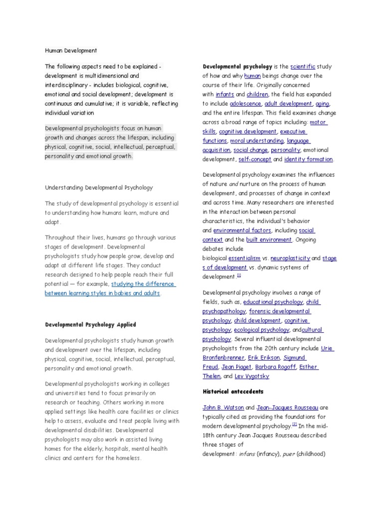 Human Development Pdf Developmental Psychology Attachment Theory