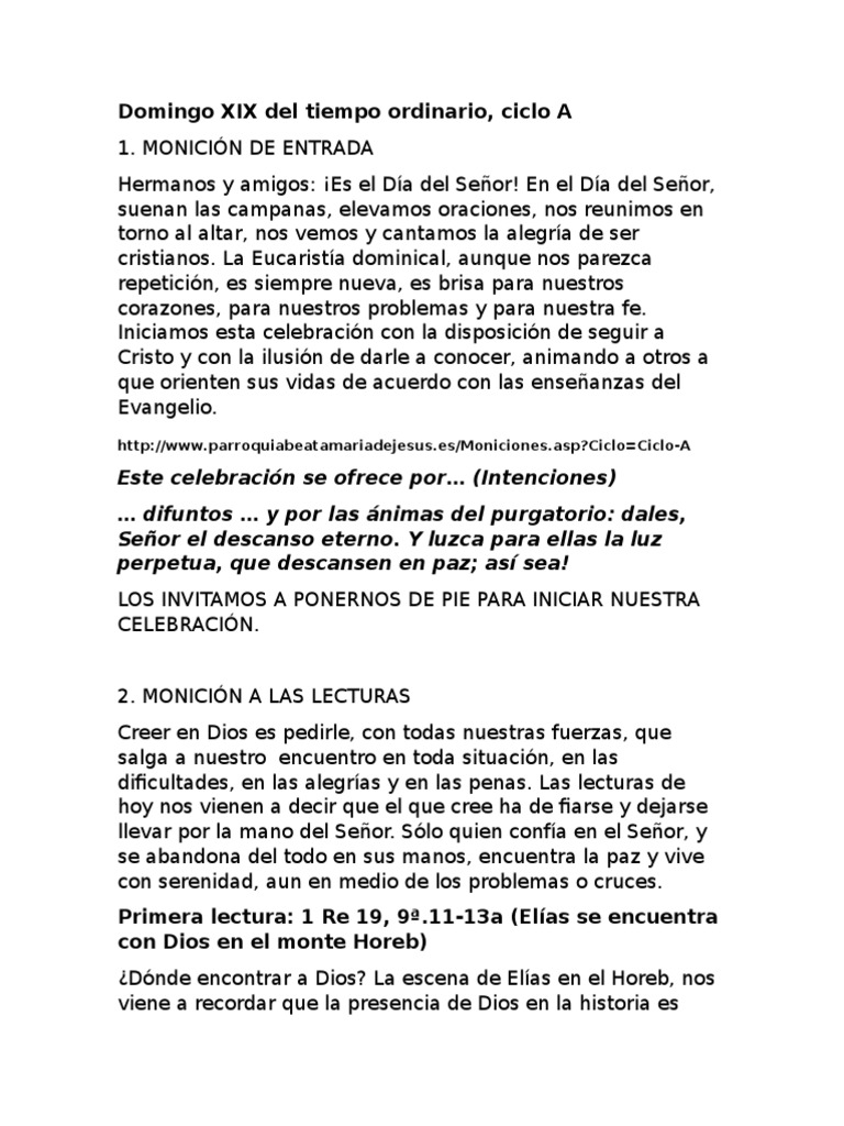 Moniciones PDF Misa (liturgia) Oración