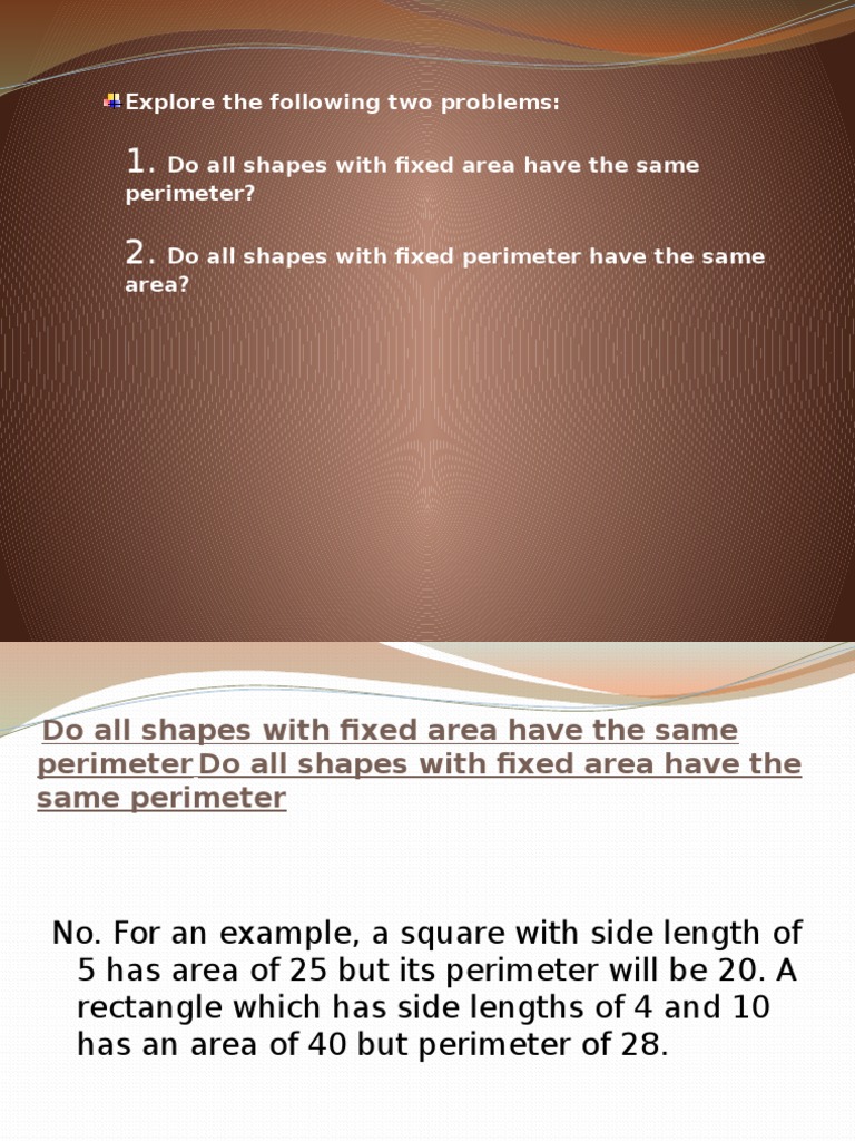 Geometry: Area vs. Perimeter | PDF | Language Arts & Discipline ...