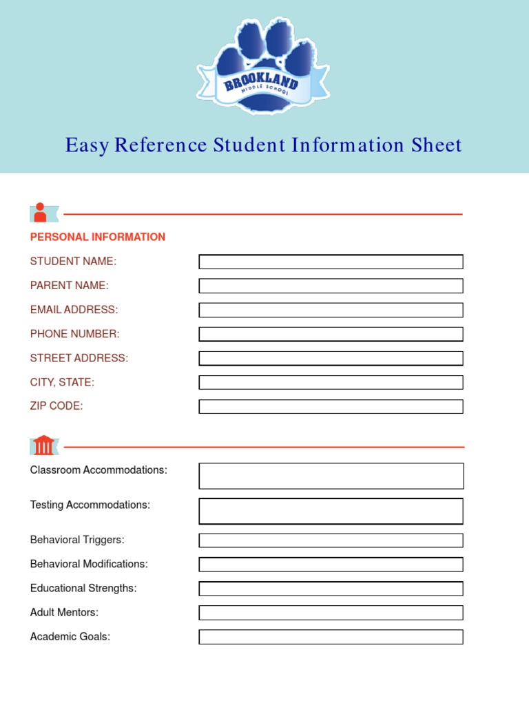 Student Info & Accommodations Sheet | PDF | Wellness