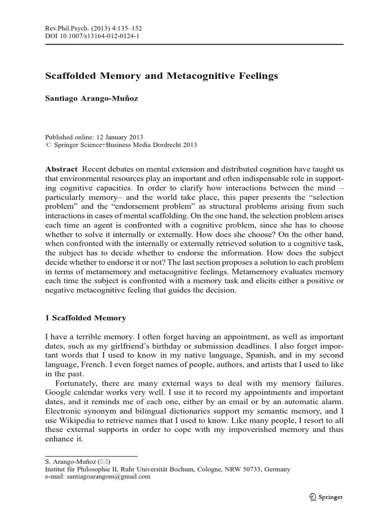 Scaffolded Memory and Metacognition Insights | PDF | Recall (Memory ...
