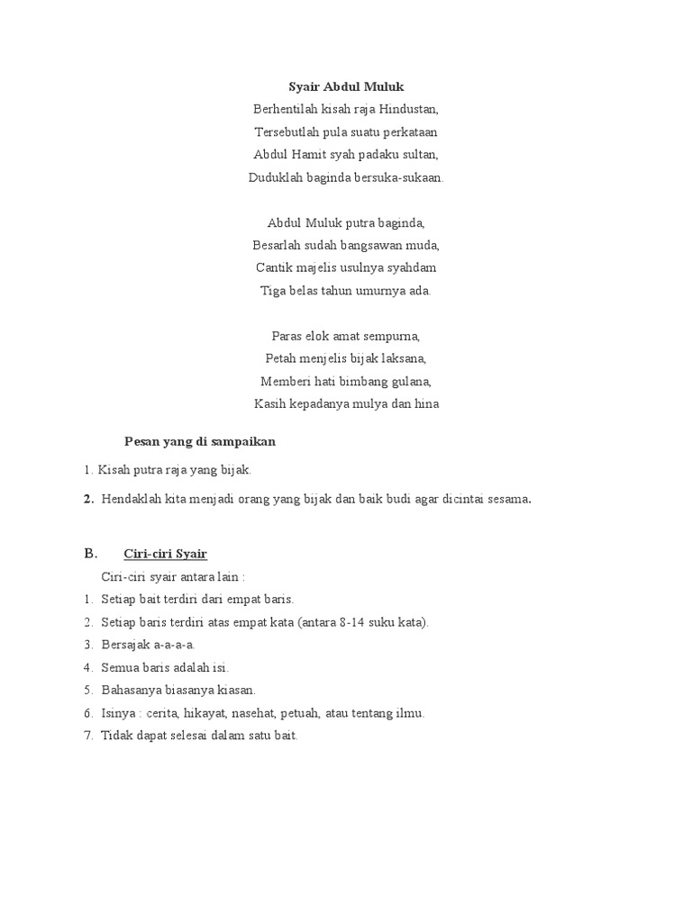 Contoh Syair Contoh Syair
