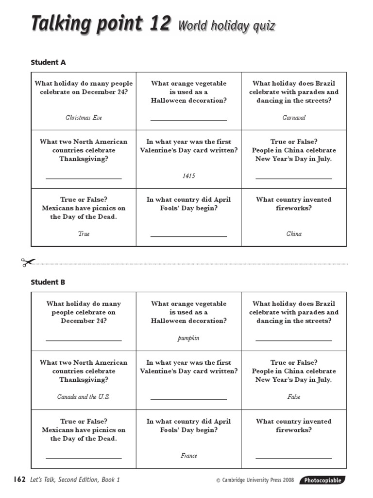 Lets Talk2 Level1 High Beginning Unit12 Talking Points | PDF | Social ...