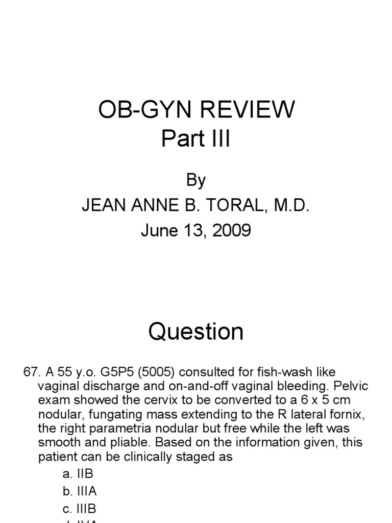 Ob-Gyn Review Part 3 | PDF | Ovarian Cancer | Cervical Cancer