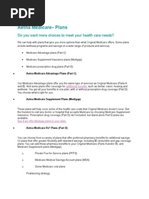 File Aetna Medicare Part D Medicare United States
