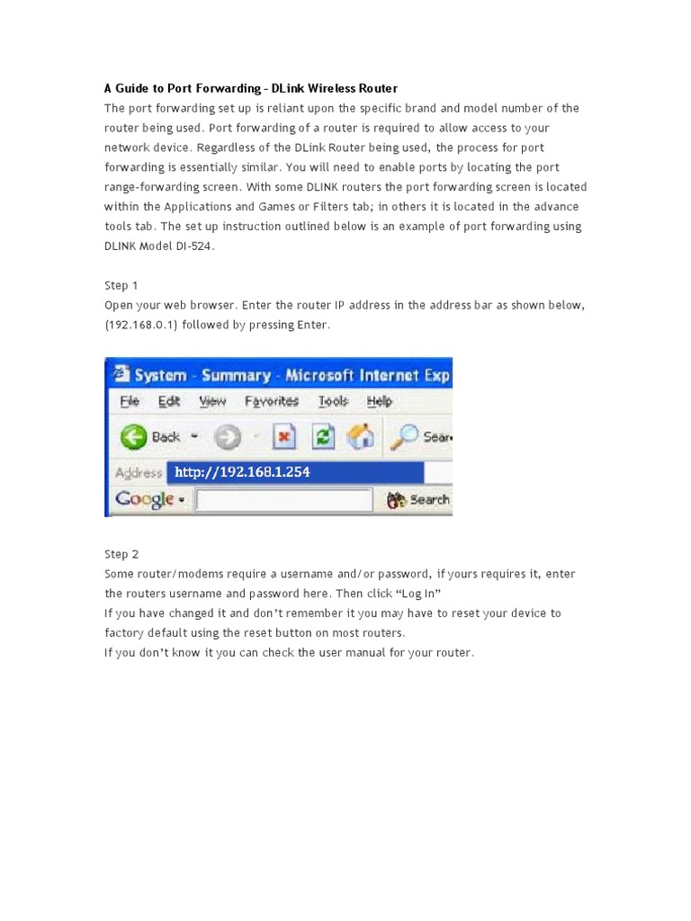 DLink - Port Forwarding | PDF | Computers