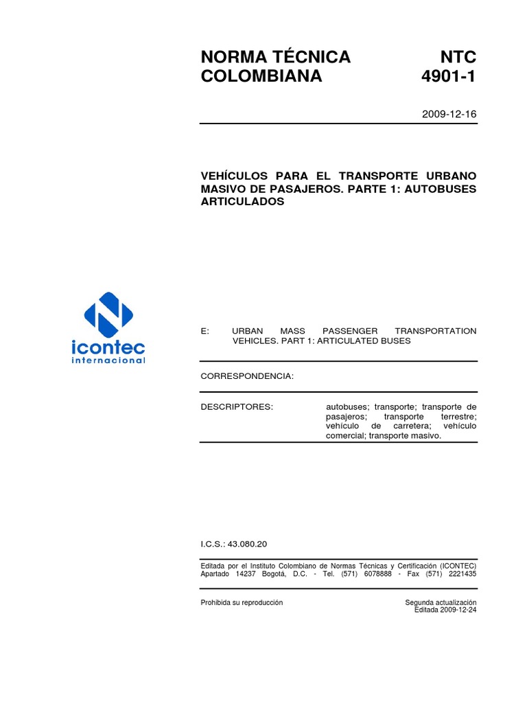 Normativa NTC 4901-1: Autobuses Articulados | PDF