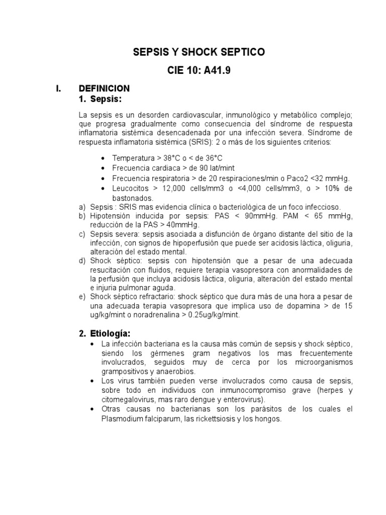 Protocolo Sepsis y Shock Septico | PDF | Septicemia | Medicina CLINICA