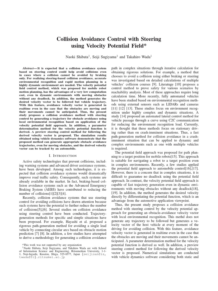 Steering-Based Collision Avoidance System | PDF | Control Theory ...