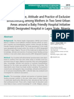 The Knowledge, Attitude and Practice of Exclusive Breastfeeding among Mothers in Two Semi-Urban Areas around a Baby Friendly Hospital Initiative (BFHI) designated Hospital in Lagos State, Nigeria