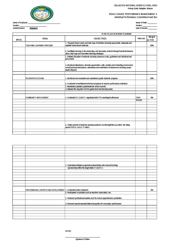 Rpms Template Teacher PDF Goal Creativity