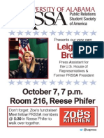 Leighton Brown: October 7, 7 P.M. Room 216, Reese Phifer