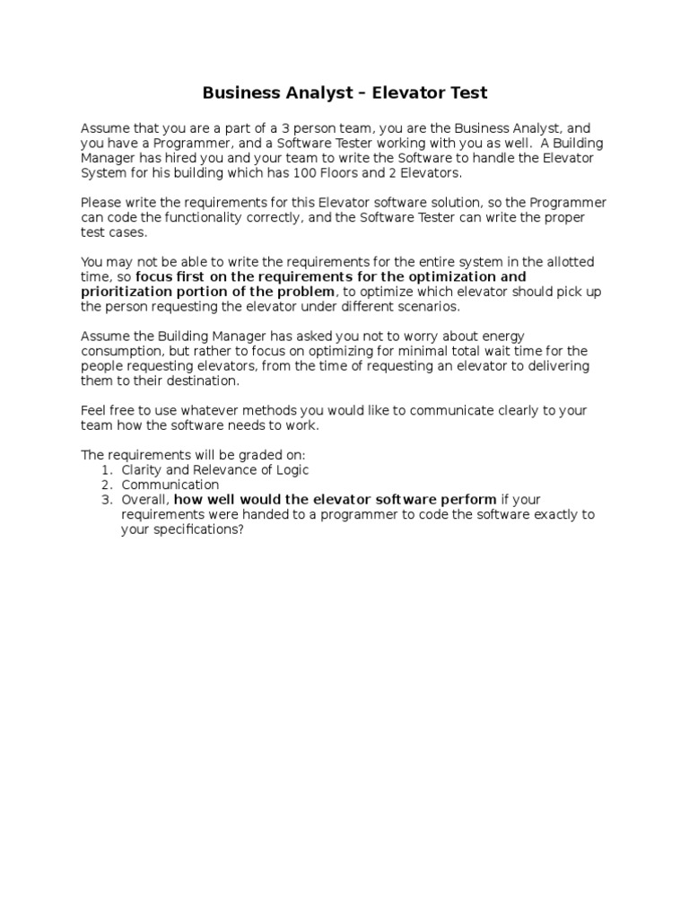 Elevator Software Requirements Document | PDF | Elevator | Software Testing