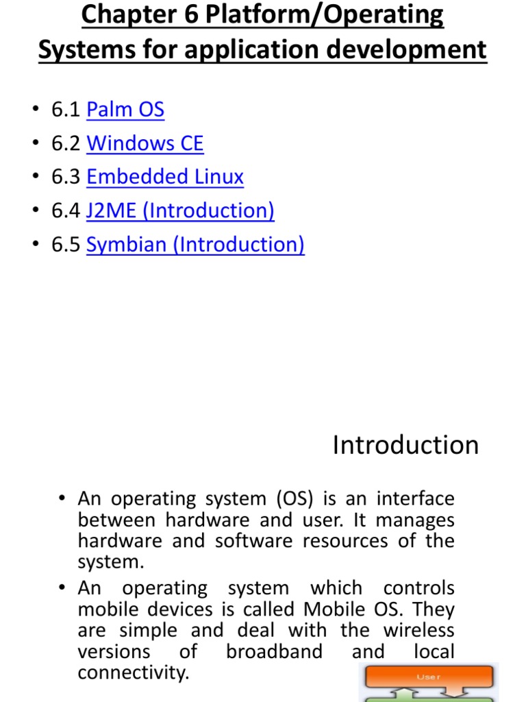 Palm OS Windows CE Embedded Linux J2ME (Introduction) Symbian