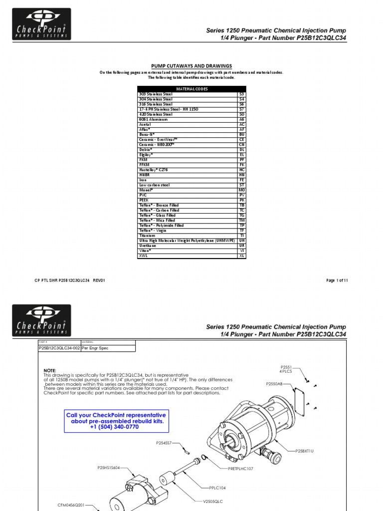 Pump Cutaways and Drawings: Material Codes | PDF | Chemical Elements ...
