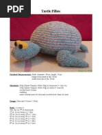 Turtle Pillow: Finished Measurements: Shell: Diameter: 30cm, Height: 15cm