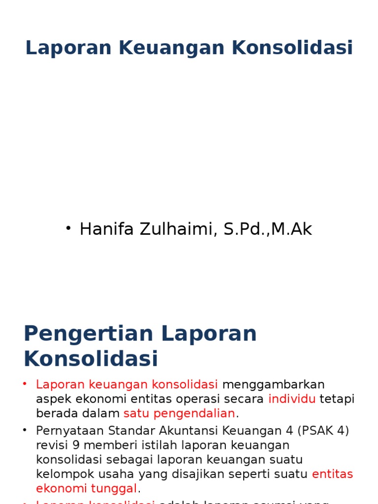 1 Laporan Keuangan Konsolidasi