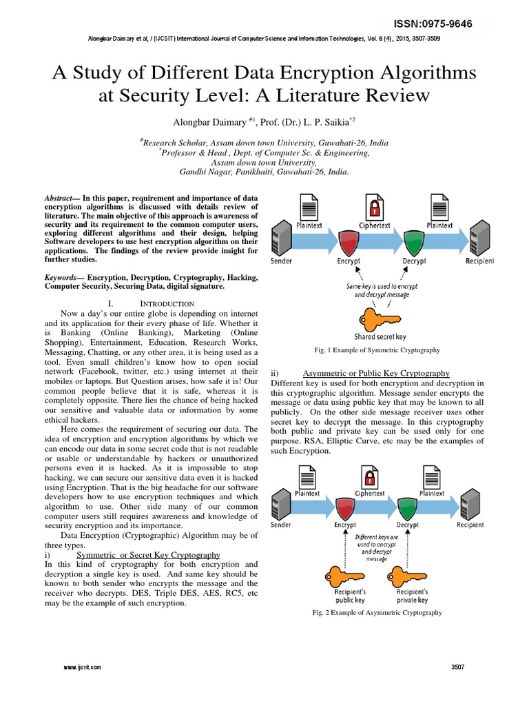 Data Encryption Algorithms Review | PDF | Cryptography | Key (Cryptography)