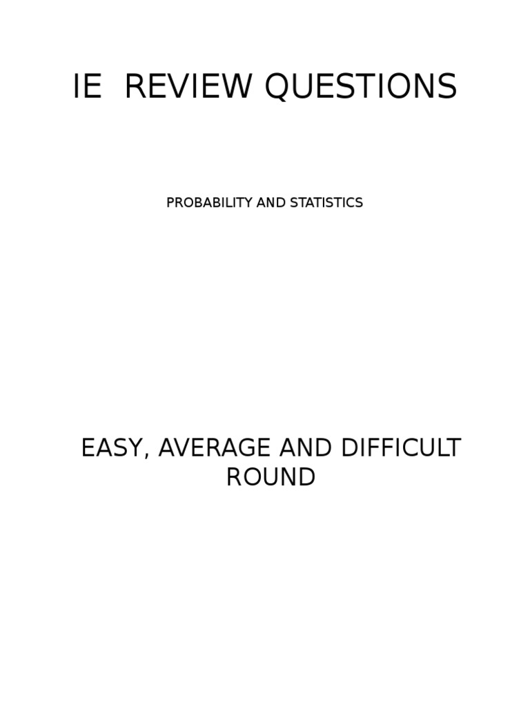 Probability and Statistics Review Questions | PDF | Randomness ...