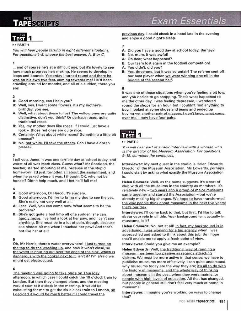 Fce Exam Essentials Tapescripts