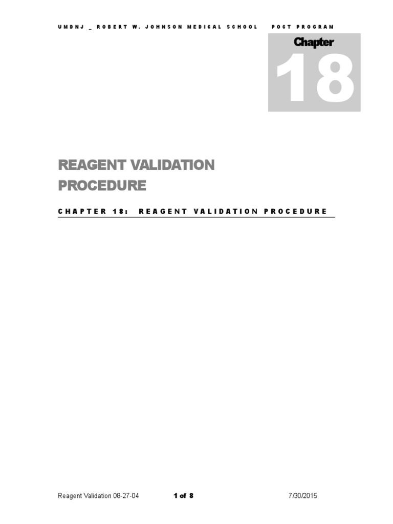 Chapter 18: Reagent Validation Procedure | PDF | Diagnosis Of Hiv/Aids ...