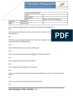 Questionnaire For Warehouse Management Module: For Requirements Understanding / Understanding Client Business Process