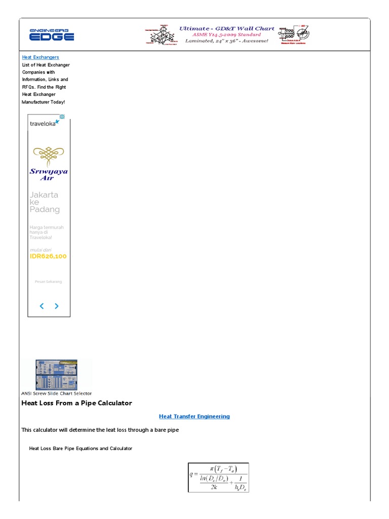Heat Loss Calculation for Pipes | PDF