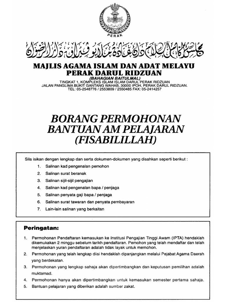 Borang Fisabilillah Maipk Pdf