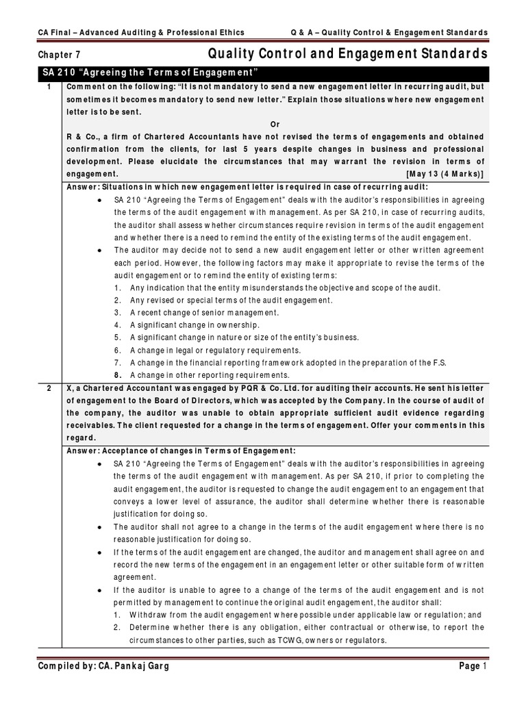 CA Final Standards On Auditing Question and Answer PDF Financial