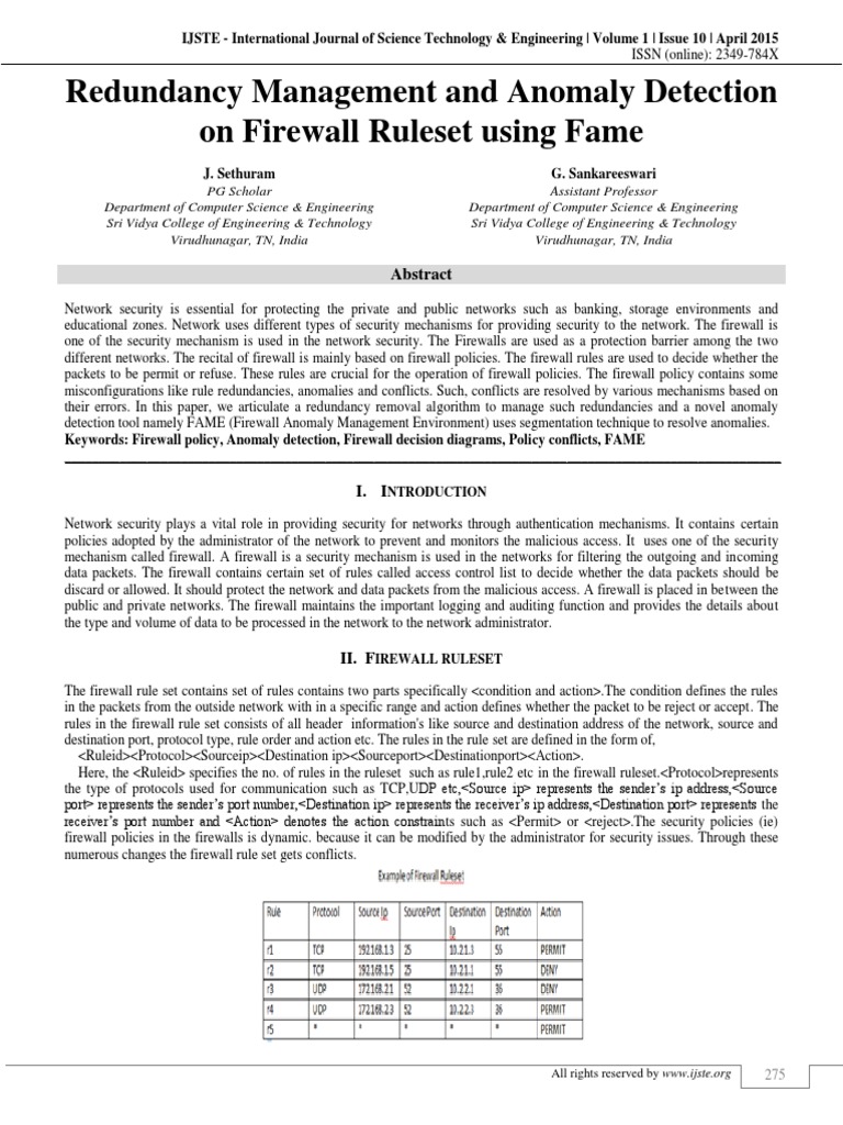 Firewall Anomaly Detection with FAME | PDF | Firewall (Computing ...