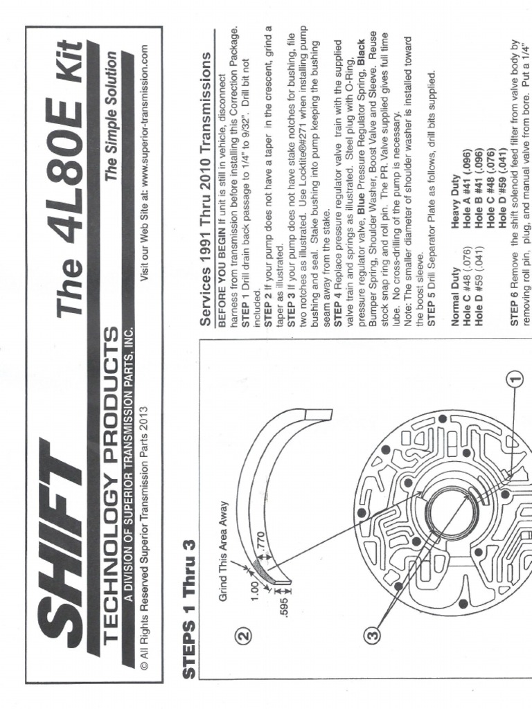 Superior 4L80E Instructions PDF