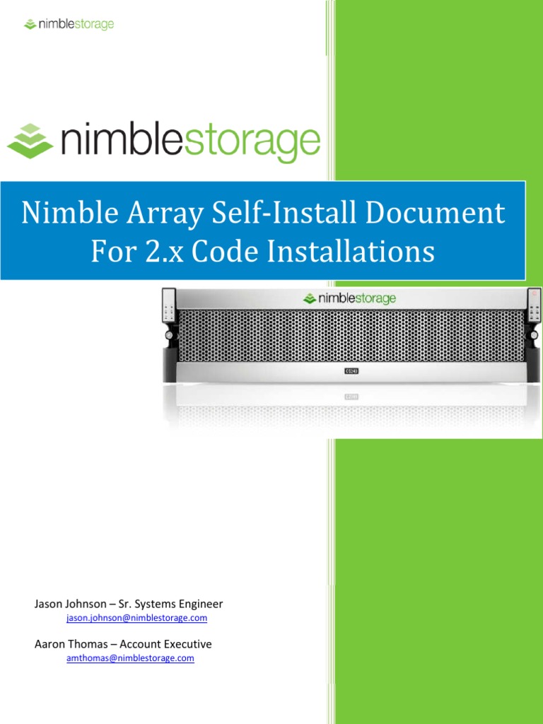 Nimble Storage Self-Install Guide | PDF | Computer Networking | Network ...