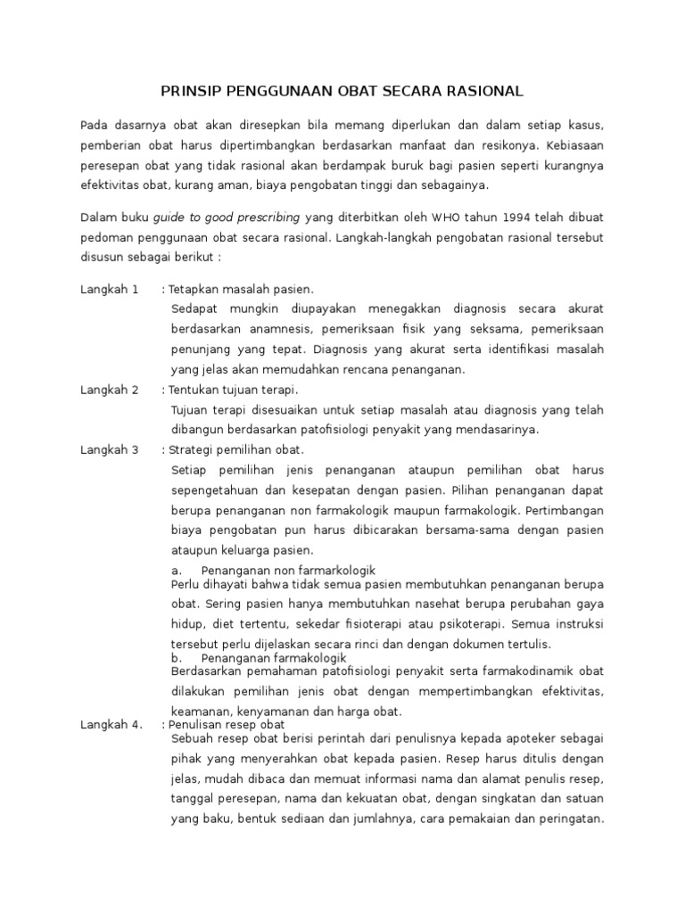 Prinsip Penggunaan Obat Rasional | PDF