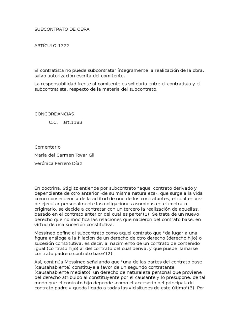 Subcontrato de obra: aspectos clave | PDF | Personalidad legal | Ley ...
