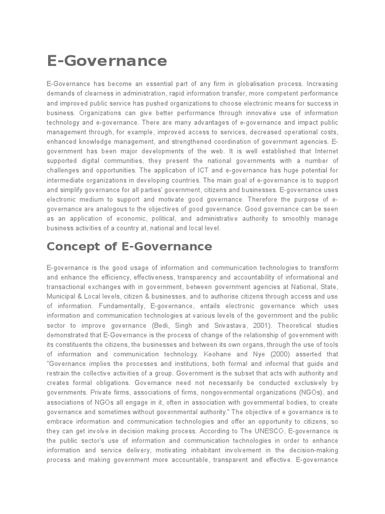 E Governance Pdf E Government Governance