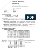 Memoria Descriptiva Sergio Trujillo Sanchez Sub Division de Lotes