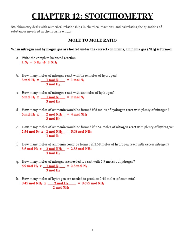 Stoichiometry Notes KEY Mole Unit Oxygen