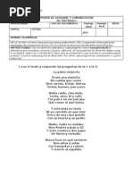 Prueba de Lenguaje y Comunicación
