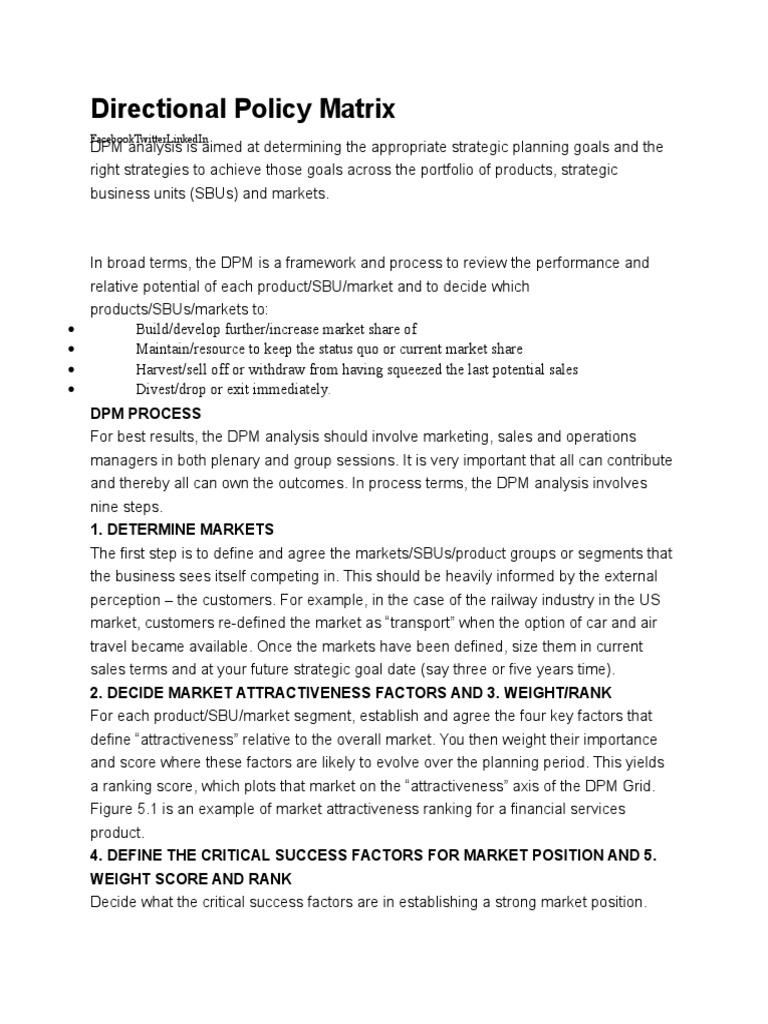 Directional Policy Matrix | PDF | Market Segmentation | Market (Economics)