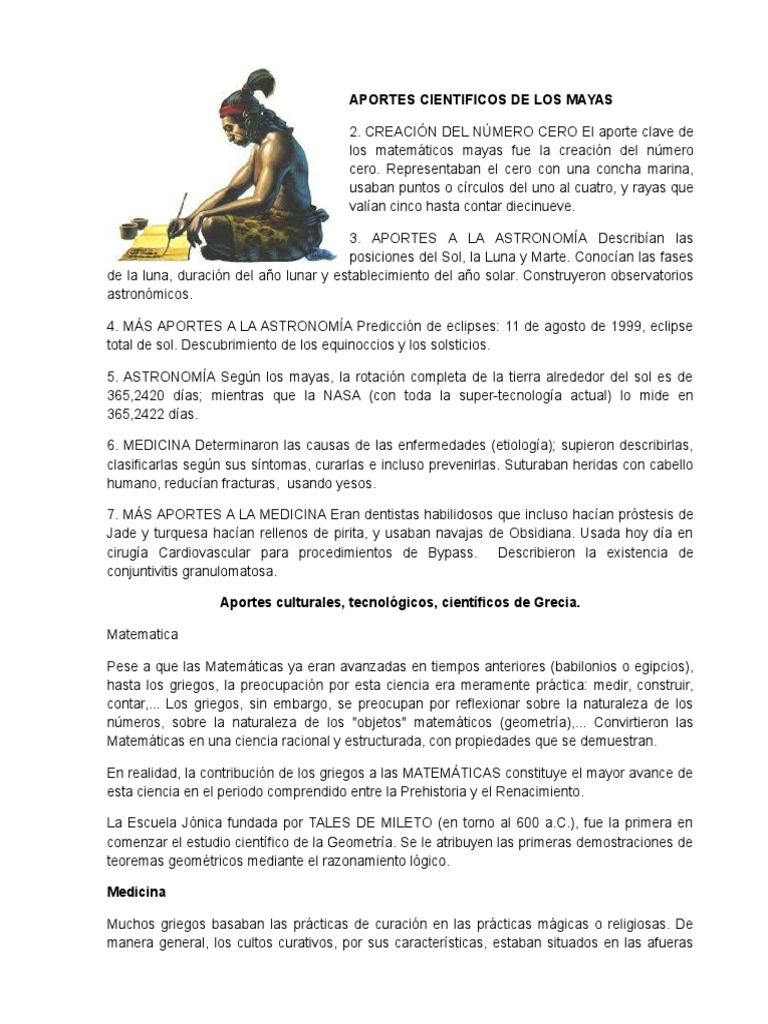 Aportes Cientificos de Los Mayas PDF Civilización maya