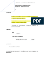 FORMATO PARA LA FORMULACIÓN DE PROYECTOS DE INVESTIGACIÓN 