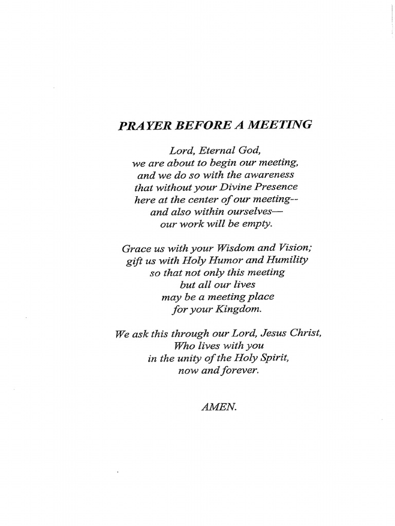 Prayer Before a Meeting