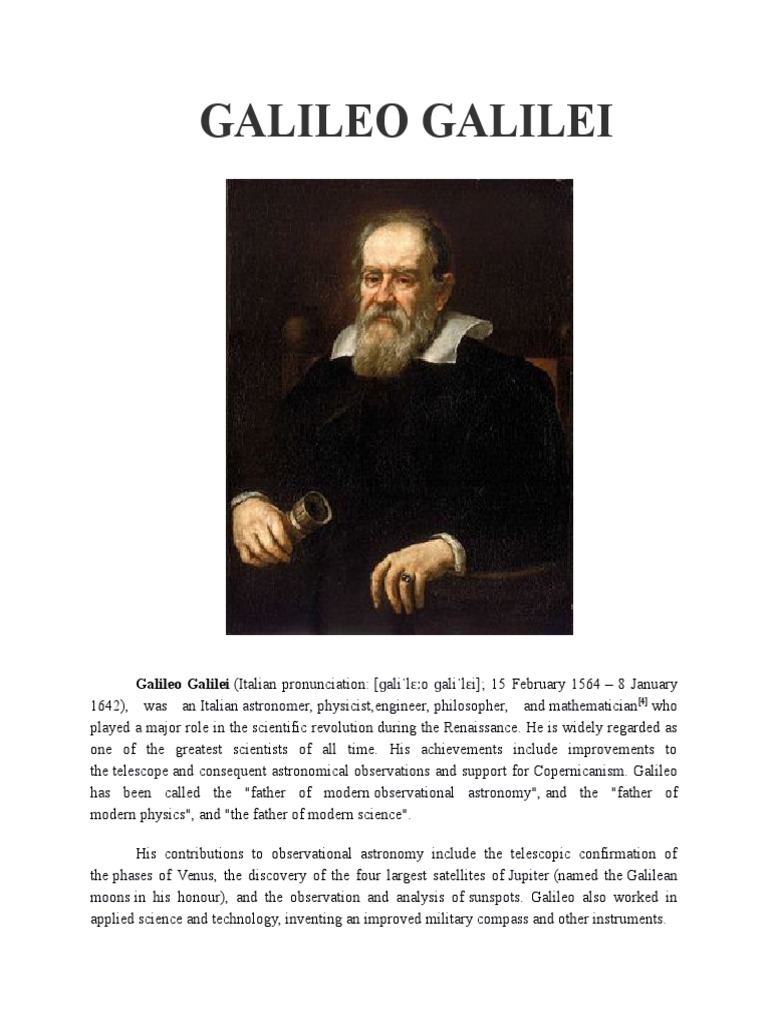 Galileo Galilei Pdf Galileo Galilei Scientist