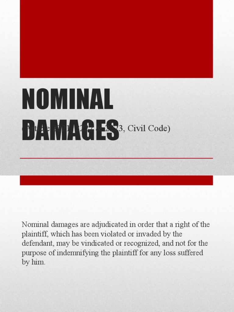 NOMINAL DAMAGES.ppt Damages Indemnity