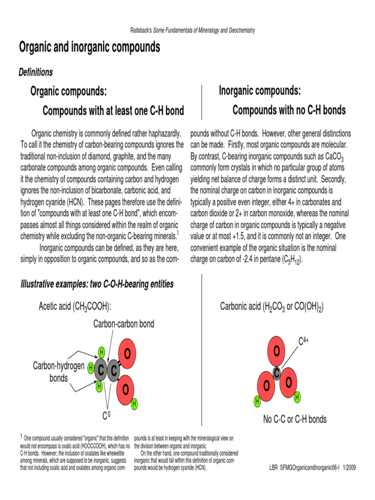Organic vs. Inorganic Compounds Explained | PDF