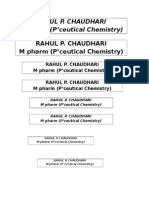 Rahul P. Chaudhari M Pharm (P'ceutical Chemistry)