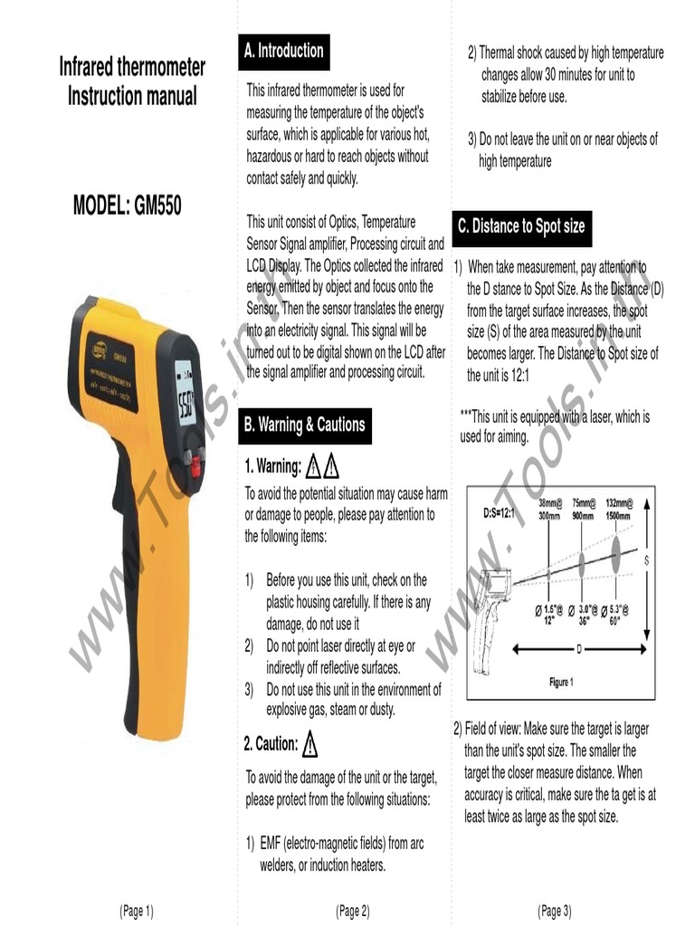 GM550 Infrared Thermometer Manual | PDF | Infrared | Applied And ...