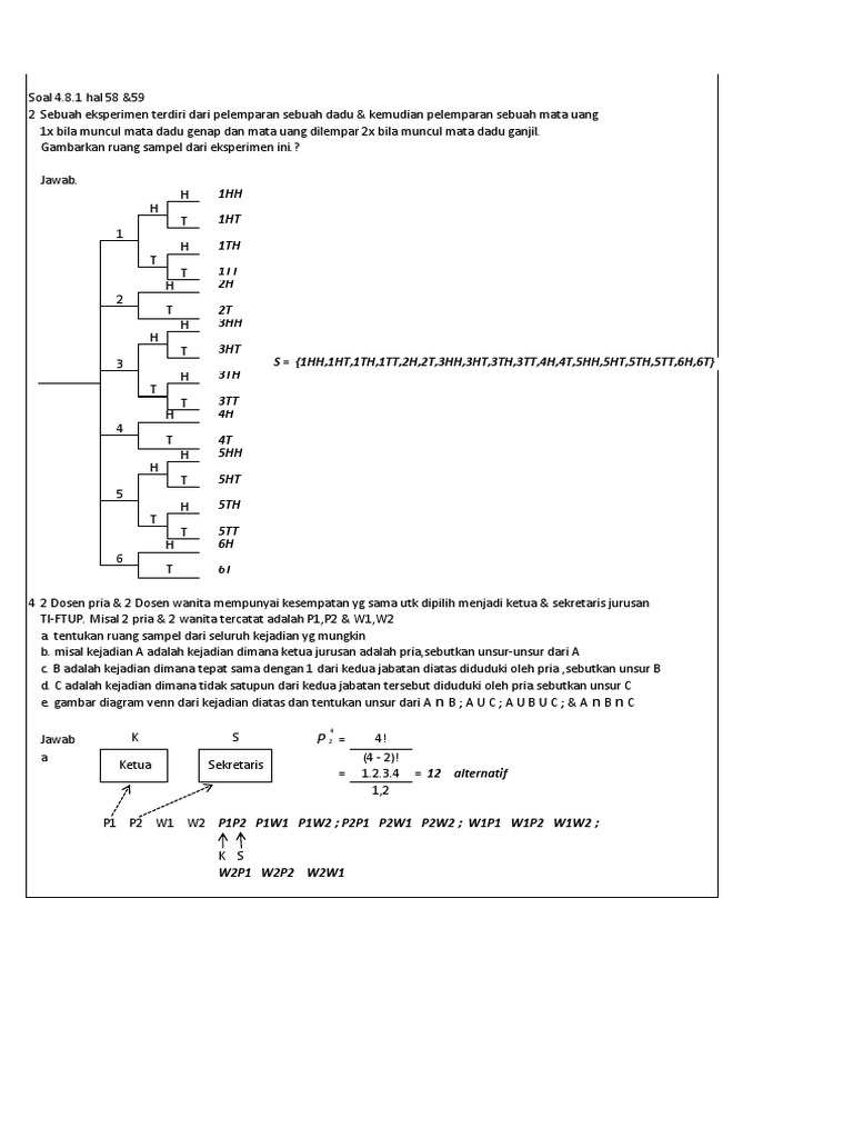 Contoh Soal Dan Pemecahannya Ruang Sampel