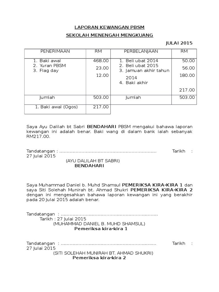 PENYATA KEWANGAN PBSM