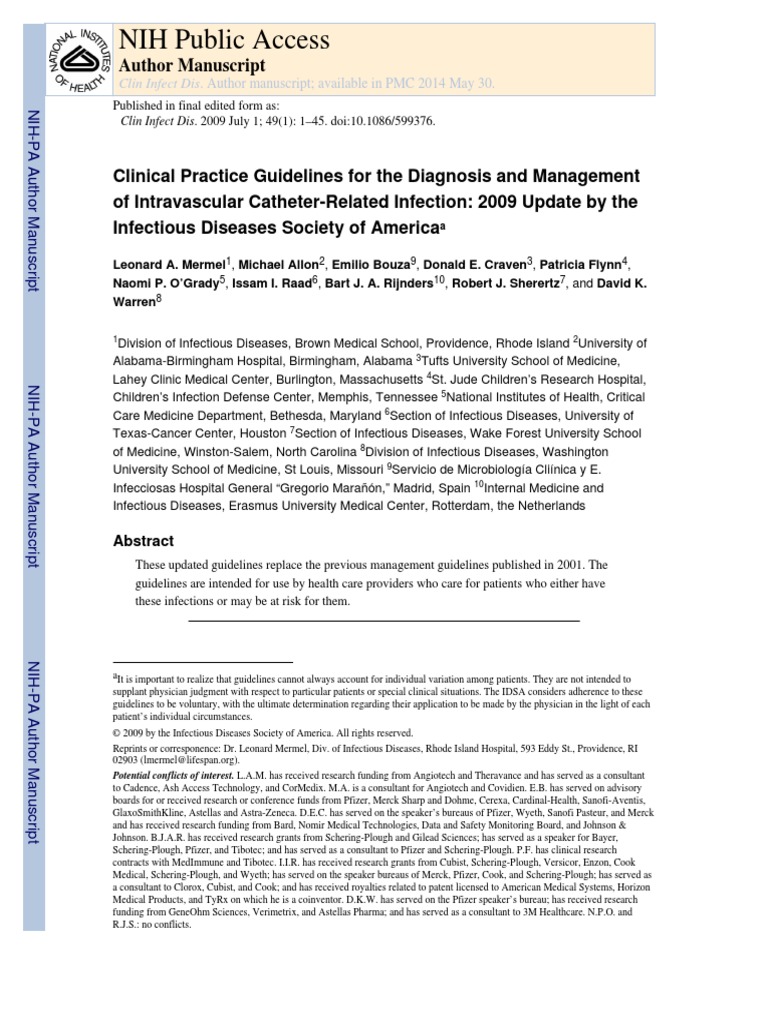 Clinical Practice Guidelines For The Diagnosis and Management of